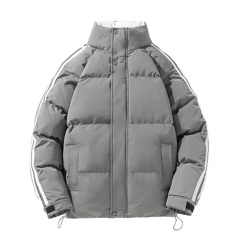Männermode Sportliche gesteppte Winterjacke mit hohem Stehkragen, Ärmelnstreifen und verstellbarem Saum – Marzano