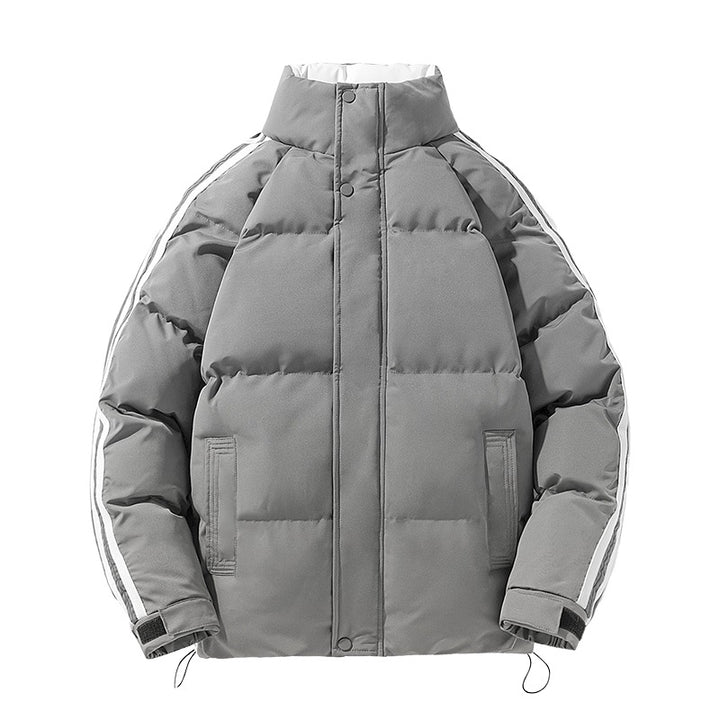 Männermode Sportliche gesteppte Winterjacke mit hohem Stehkragen, Ärmelnstreifen und verstellbarem Saum – Marzano
