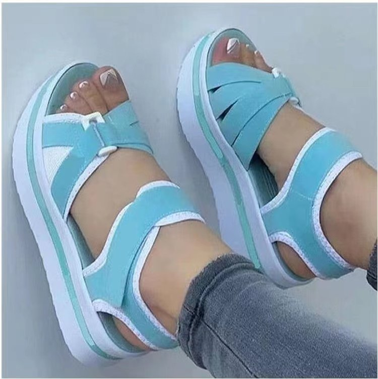 Damen  sportliche Keil-Sandalen mit verstellbaren Klettverschlüssen und gepolstertem Komfort-Fußbett Echo Archiv