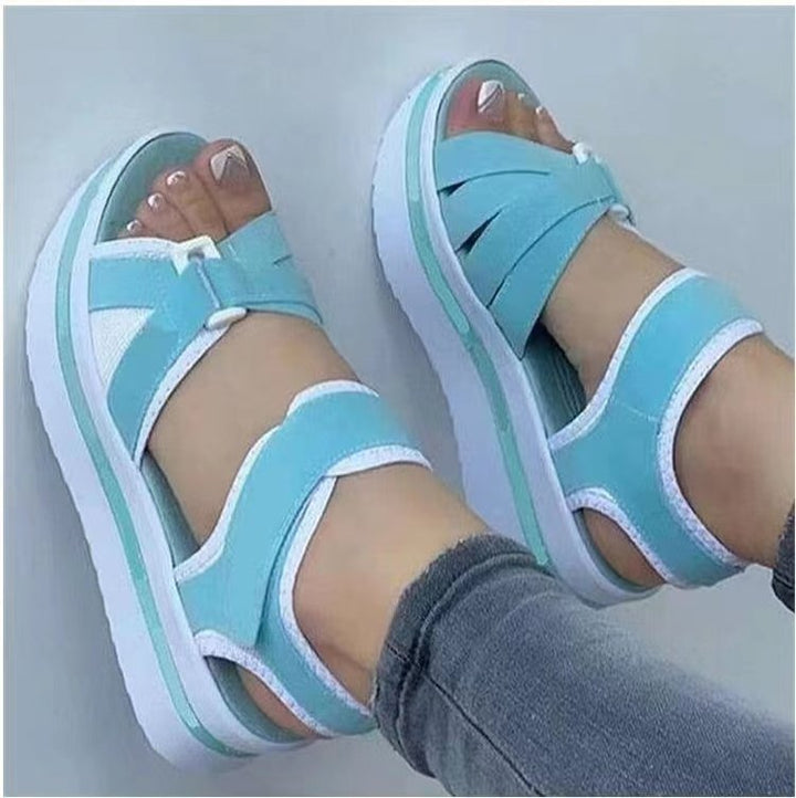 Damen  sportliche Keil-Sandalen mit verstellbaren Klettverschlüssen und gepolstertem Komfort-Fußbett Echo Archiv