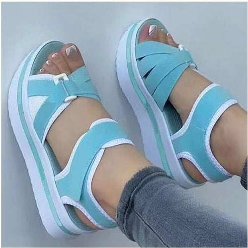 Damen  sportliche Keil-Sandalen mit verstellbaren Klettverschlüssen und gepolstertem Komfort-Fußbett Echo Archiv