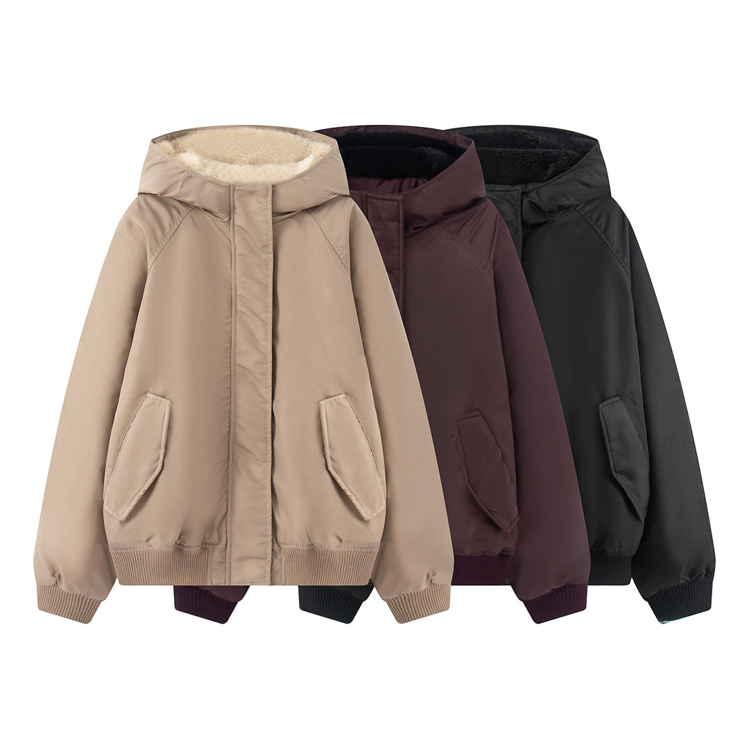 Damen nan wattierte Kapuzenjacke mit Teddyfutter, verdeckter Reißverschluss und Rippbündchen Echo Archiv