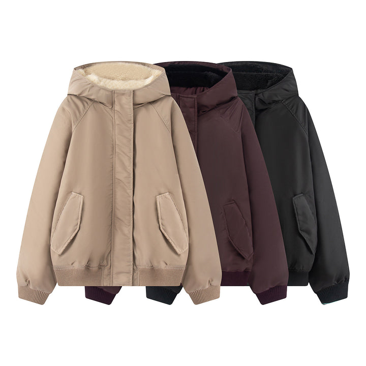 Damen nan wattierte Kapuzenjacke mit Teddyfutter, verdeckter Reißverschluss und Rippbündchen Echo Archiv