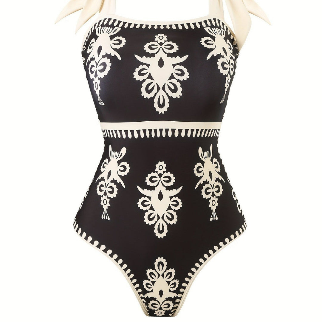 Damen eleganter Badeanzug mit verstellbaren Trägern und modischem Wickelrock Echo Archiv