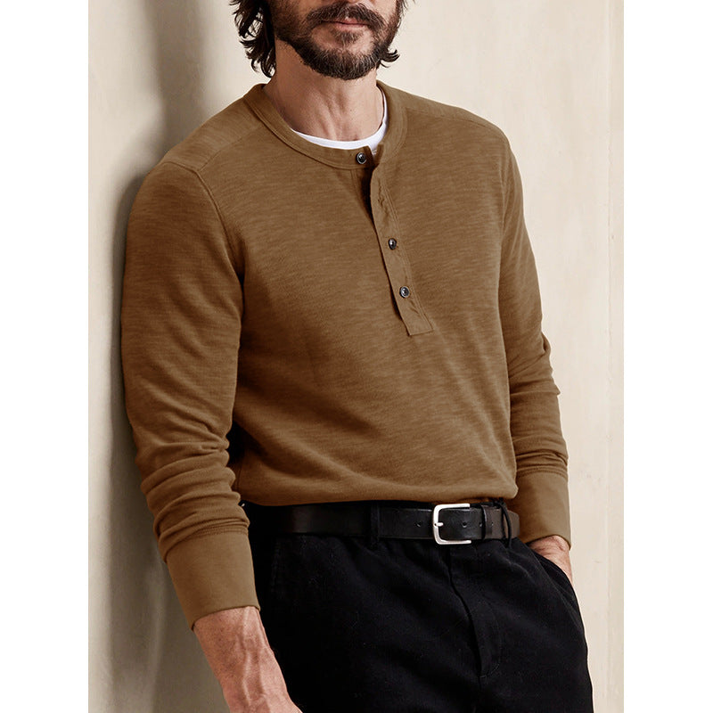 Herren Henley-T-Shirt mit Knopfleiste und weichem Baumwollstoff Echoarchiv