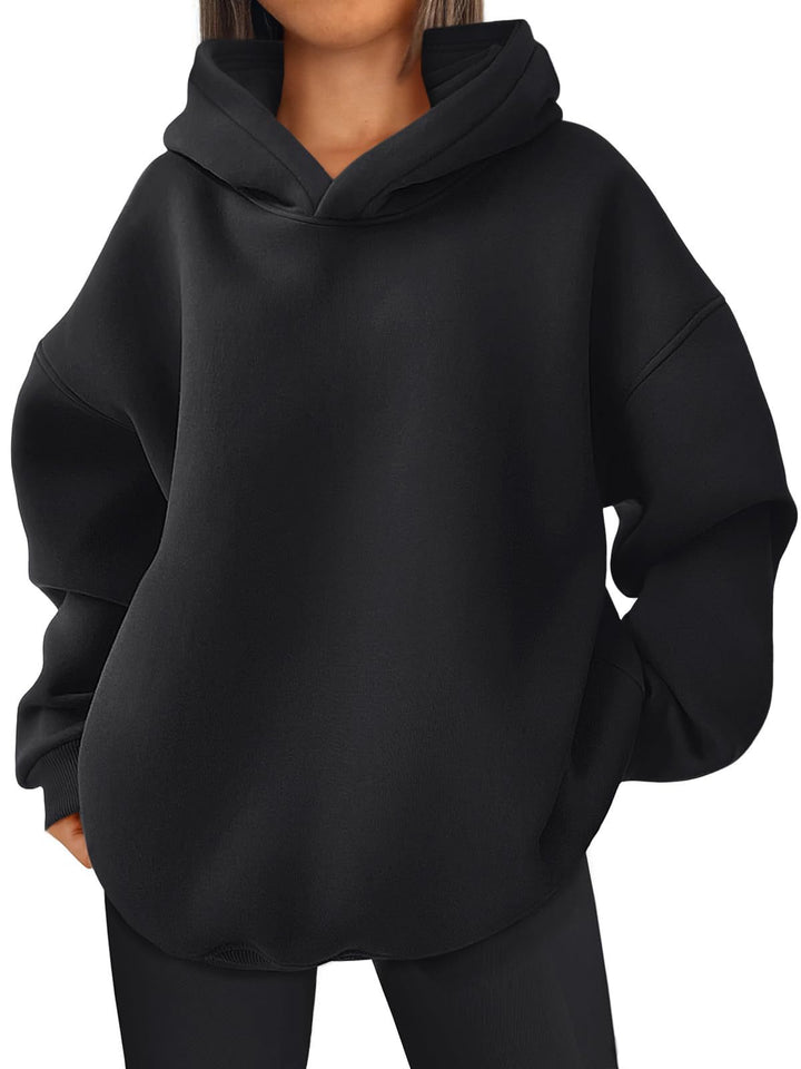 Damen nan kastiger Kapuzenpullover mit doppellagiger Kapuze, überschnittener Schulter und längerem Rückenteil Echo Archiv