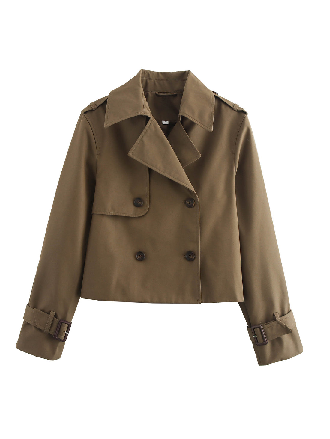 Damen Cropped Trenchcoat mit Doppelreihe und verstellbaren Manschetten Echoarchiv