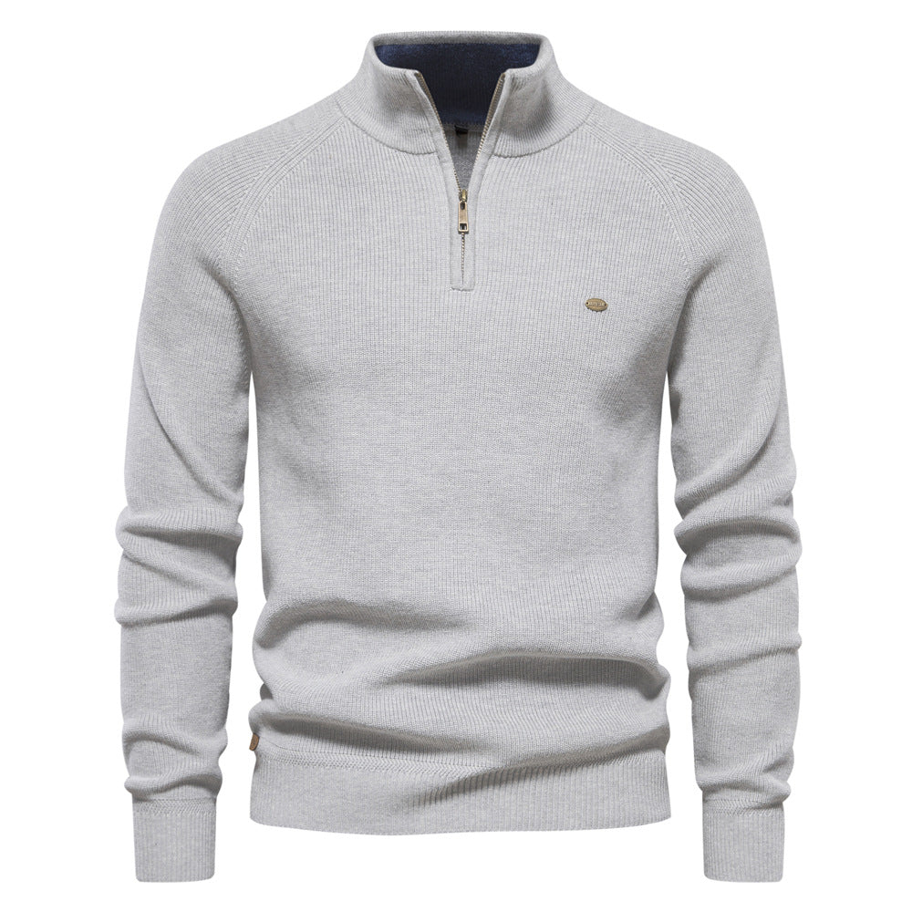 Herren Strickpullover mit halbem Reißverschluss und sportlichen Details Echoarchiv