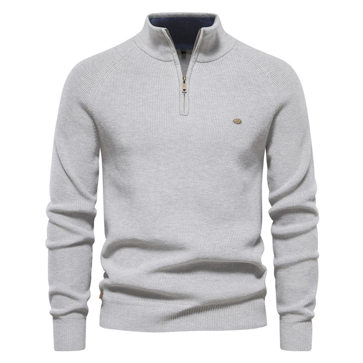 Herren Strickpullover mit halbem Reißverschluss und sportlichen Details Echoarchiv