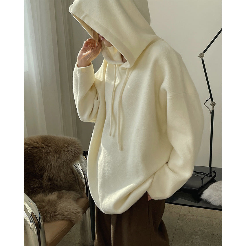 Damen Kuscheliger Wollmix-Kapuzenpullover im Boxy‑A‑Linien‑Schnitt mit Kordelzug Echoarchiv