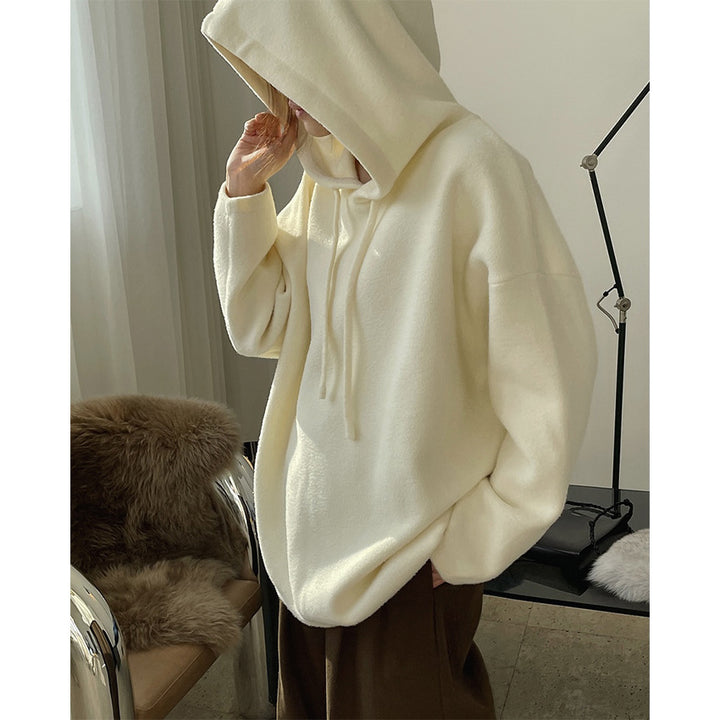 Damen Kuscheliger Wollmix-Kapuzenpullover im Boxy‑A‑Linien‑Schnitt mit Kordelzug Echoarchiv