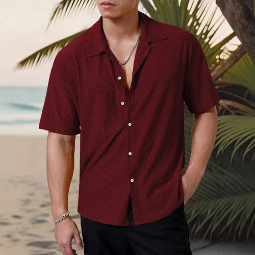 Herren Kurzarmhemd mit strukturiertem Design und atmungsaktivem Material Echoarchiv