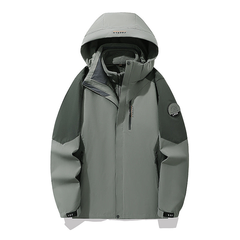Herren nicht wasserdichte dreiteilige Winterjacke mit abnehmbarem Kapuze und Fleece-Innenjacke – Marzano
