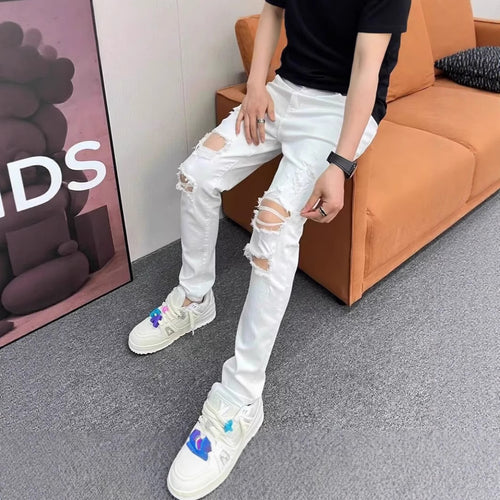 Herren Modische Destroyed Jeans Echoarchiv