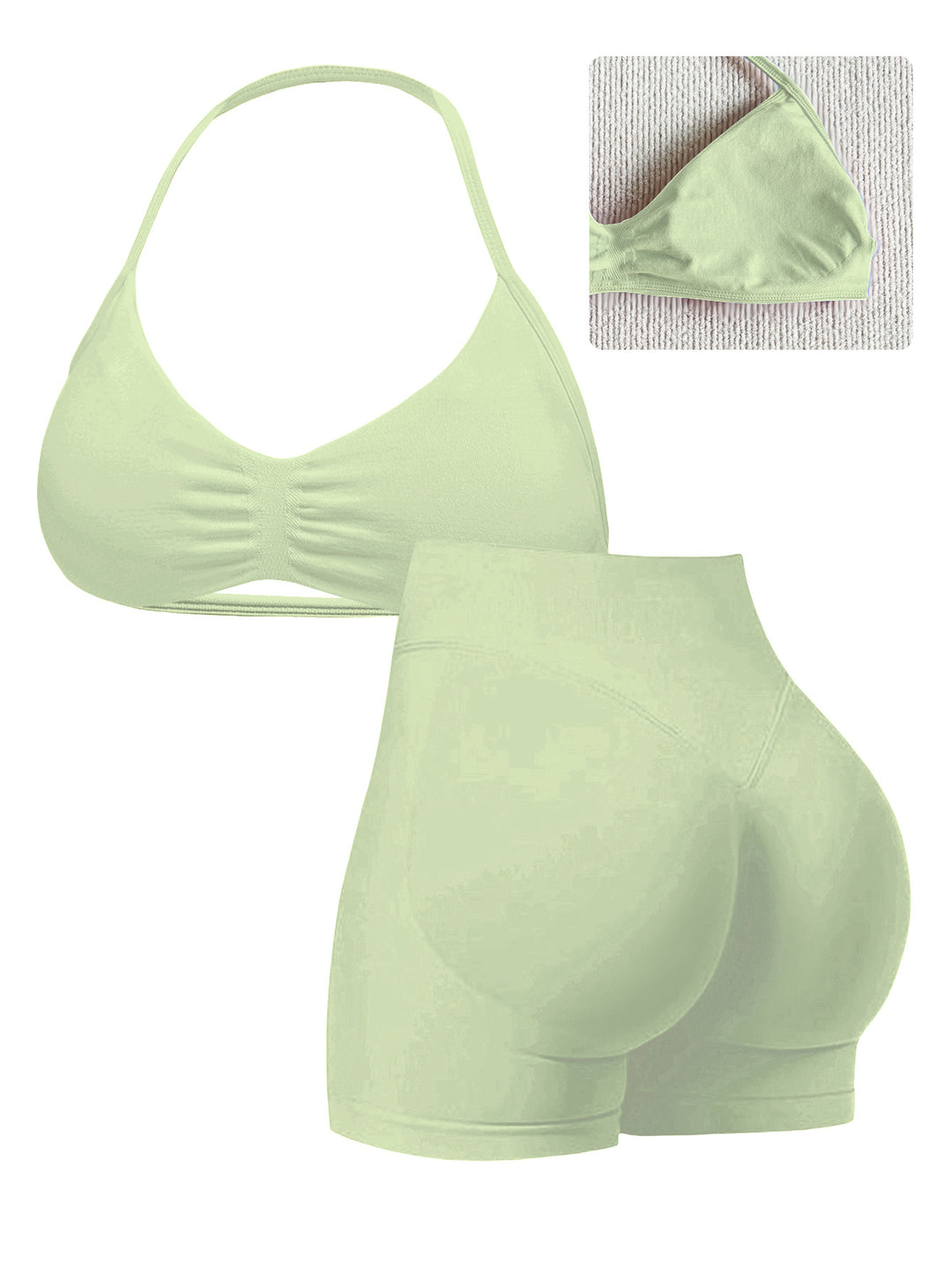 Damen Sport-Bikini-Oberteil mit hoch geschnittenen Shorts und nahtlosem Design Echo Archiv