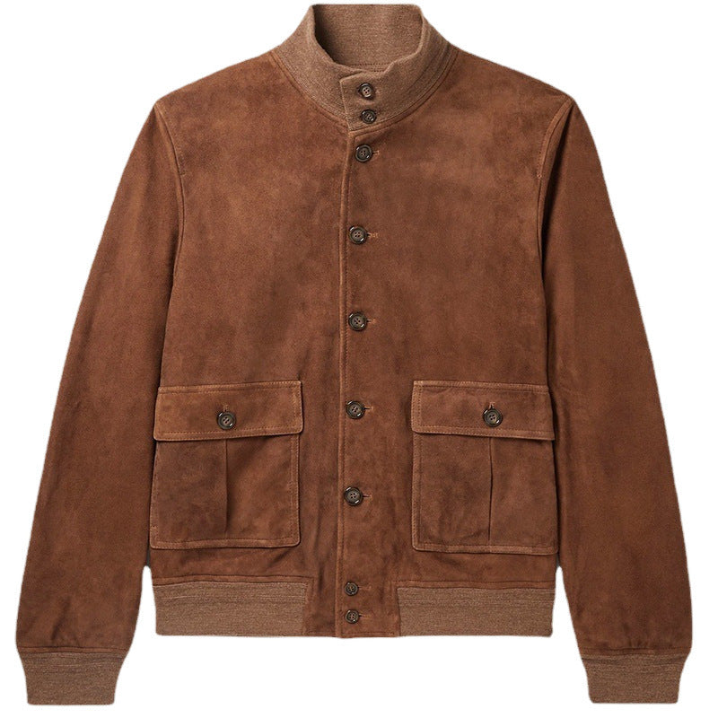 Herren Wildlederjacke mit praktischen Taschen und modernem Kragen Echoarchiv