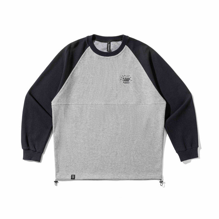 Unisex Raglan‑Sweatshirt mit Thermowaffelstruktur, Kordelzugsaum und dezenter Bruststickerei Echoarchiv