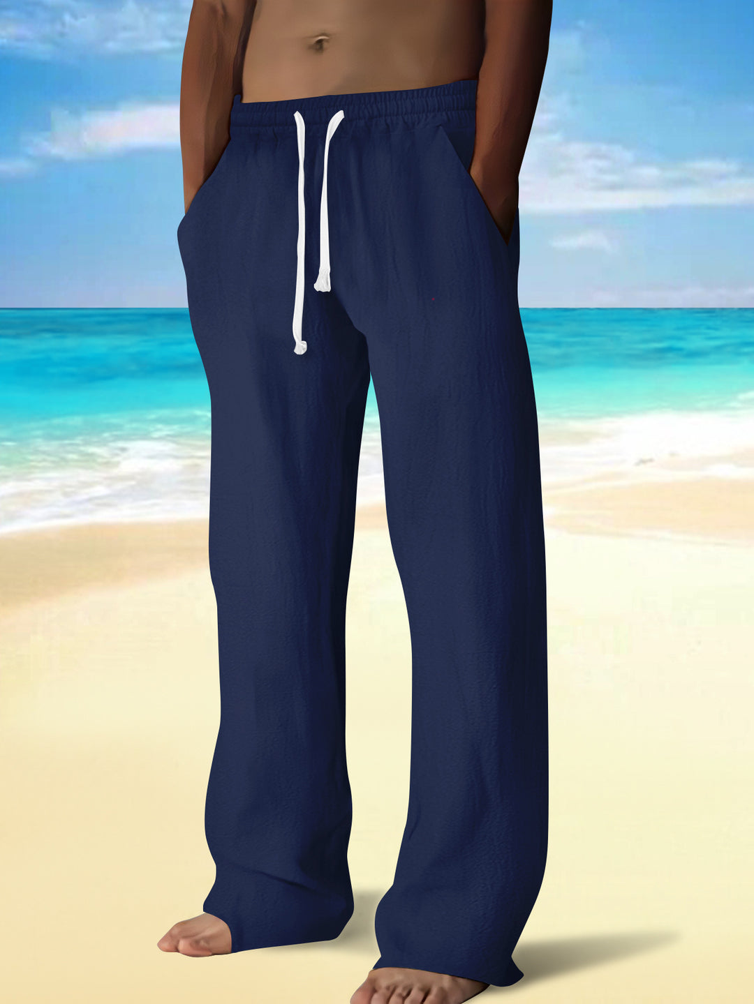 Herren bequeme Strandhose mit elastischem Bund und Seitentaschen Echoarchiv