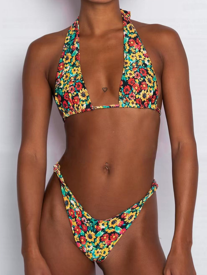 Damen Triangel-Bikini mit tiefem Ausschnitt und floralem Muster Echo Archiv