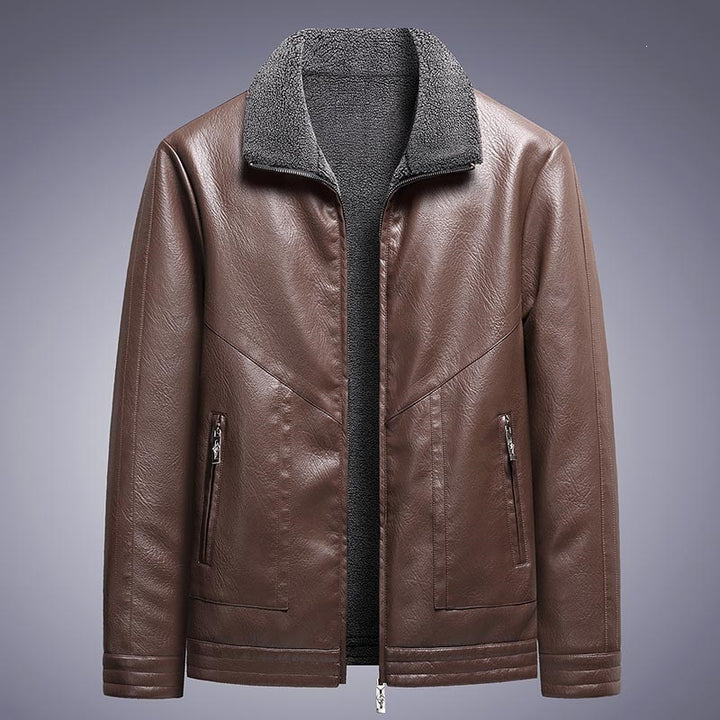 Herren Elegante Kunstlederjacke mit hohem Kragen – Valtoré