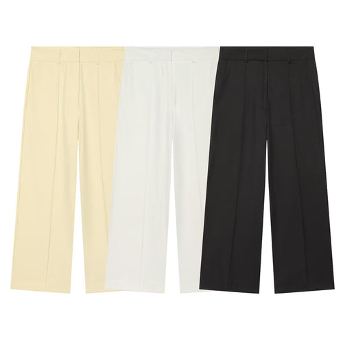 Damen Hochtaillierte weite Culotte-Hose mit Bügelfalte und Bundfalten Echo Archiv