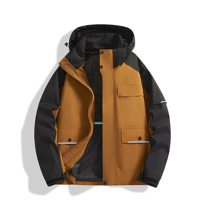 Herren dreilagige Trekkingjacke mit verschweißten Nähten, Kapuze und Multifunktionstaschen Echo Archiv