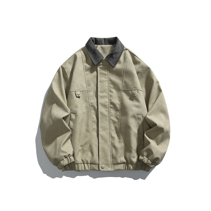 Herren Boxy-Canvas-Blousonjacke mit Cordkragen und elastischem Saum Echoarchiv