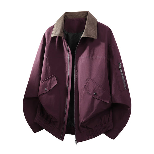 Herren Oversize Bomberjacke im Worker-Stil mit Cordkragen, Pattentaschen und elastischem Saum Echo Archiv