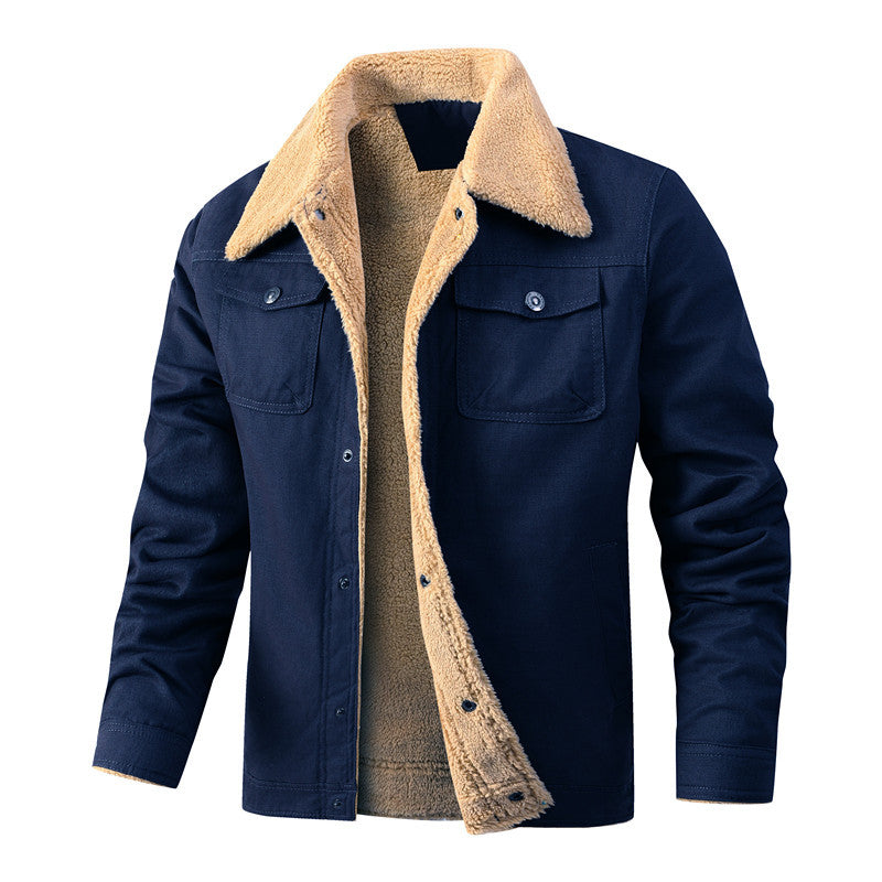 Herren Sherpa-gefütterte Canvas-Jacke mit Hemdkragen Echoarchiv