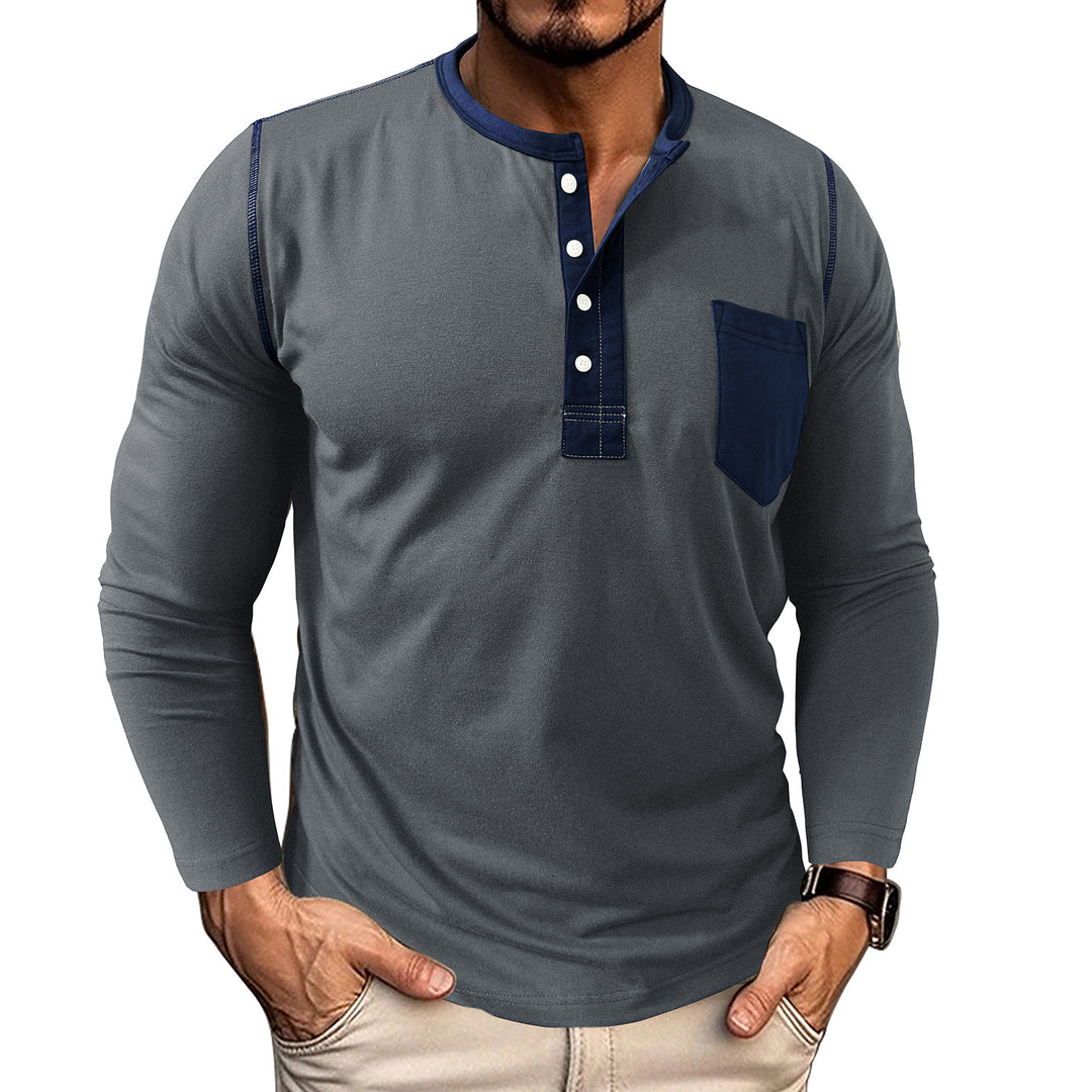 Herren Langarmshirt mit modernem Henley-Kragen Echoarchiv