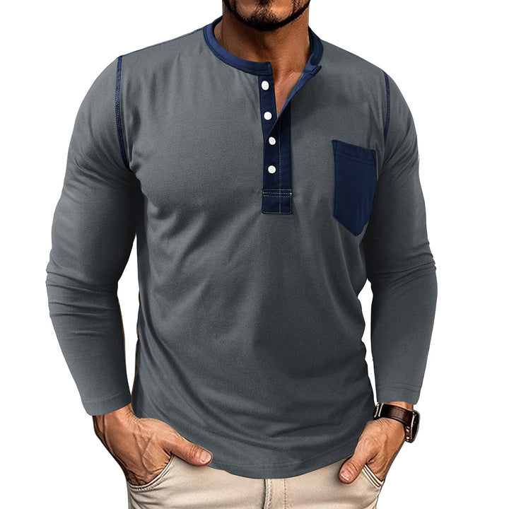 Herren Langarmshirt mit modernem Henley-Kragen Echoarchiv