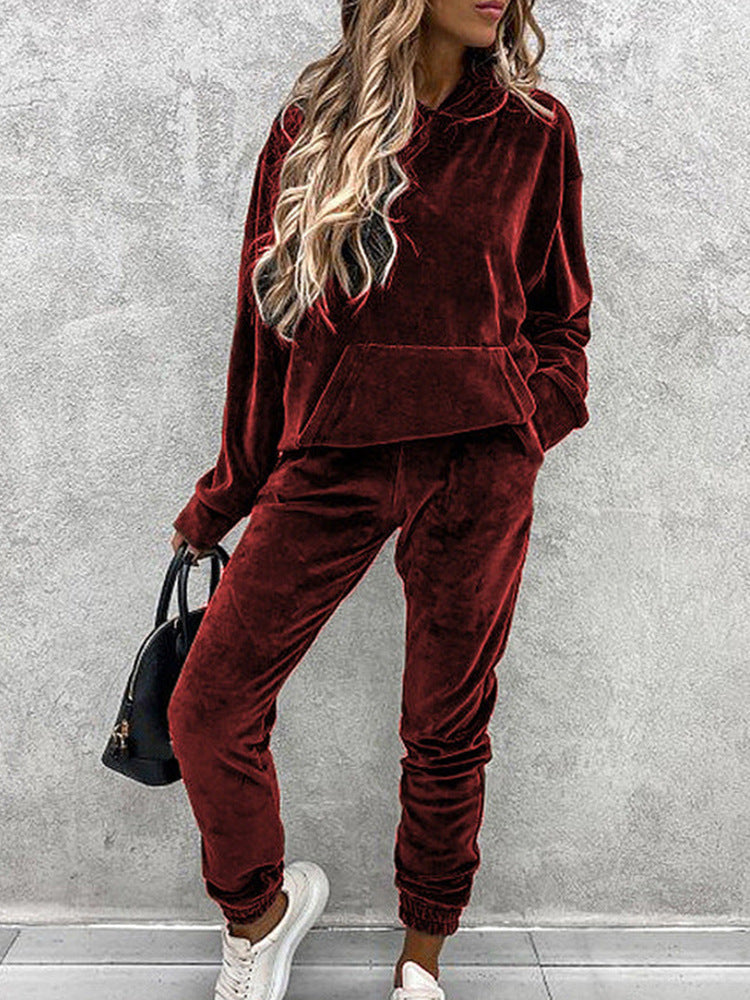 Damen kuscheliges Fleece-Set mit oversized Hoodie und bequemen Jogginghosen Echoarchiv
