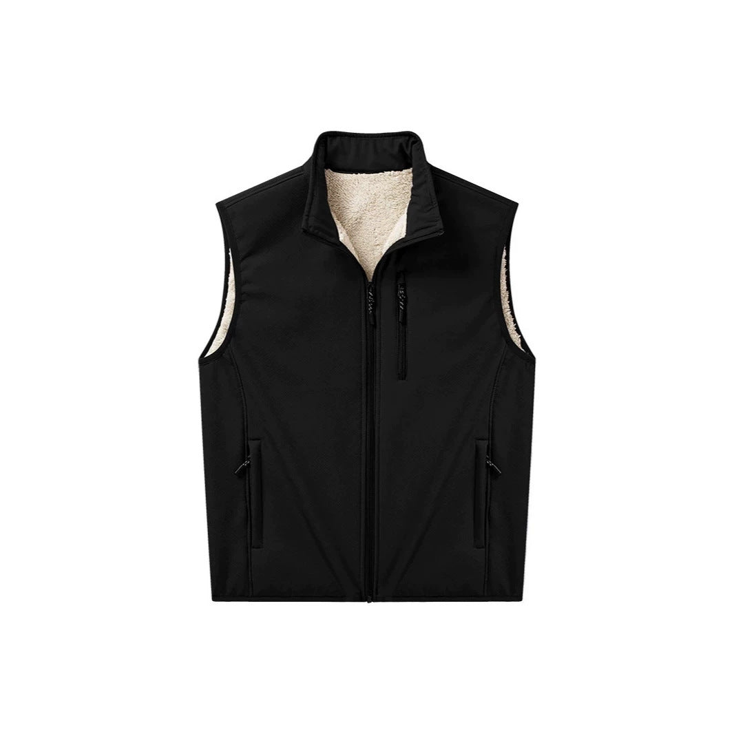 Herren Sherpa-gefütterte Softshell-Weste mit Stehkragen und Reißverschlusstaschen Echoarchiv
