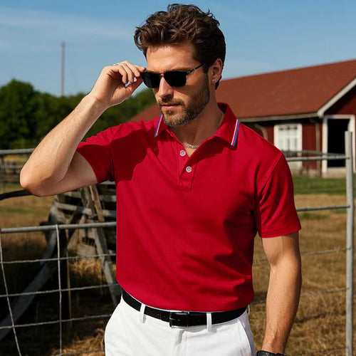 Herren Poloshirt mit kontrastierendem Kragen und atmungsaktivem Gewebe Echoarchiv