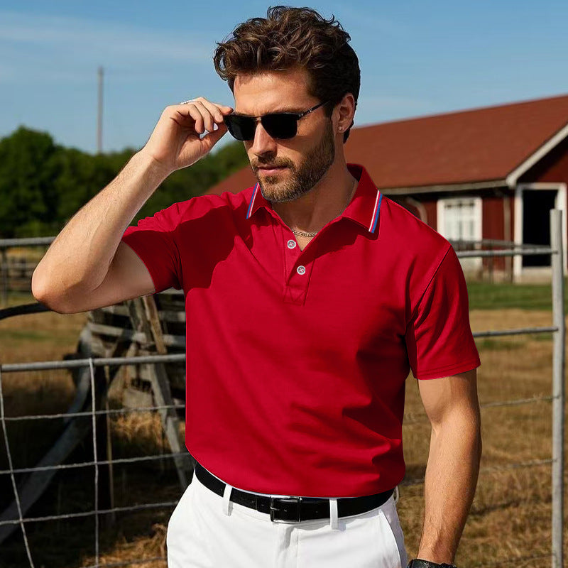 Herren Polo-Shirt mit kontrastierendem Kragen und atmungsaktiver Baumwollqualität Echoarchiv