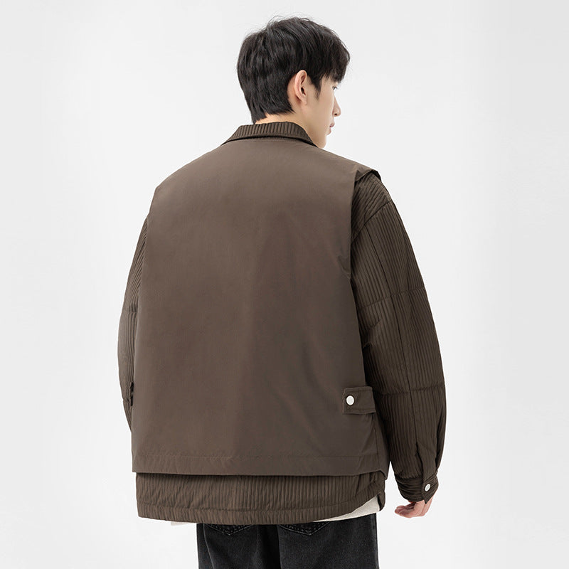Herren Wattierte Steppjacke mit Cord‑Einsätzen und Hemdkragen Echo Archiv