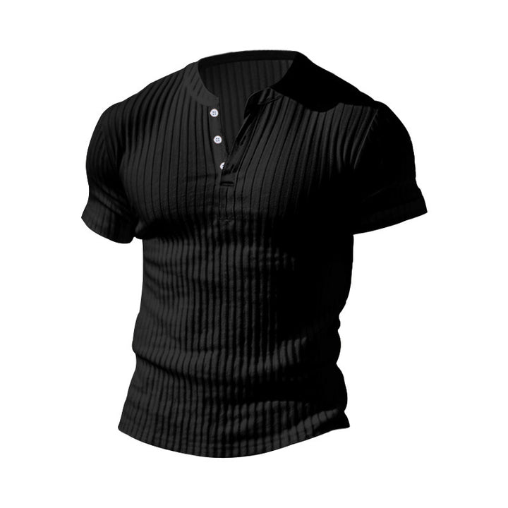 Herren strukturiertes Kurzarm-Henley-Shirt mit modernen Akzenten Echoarchiv