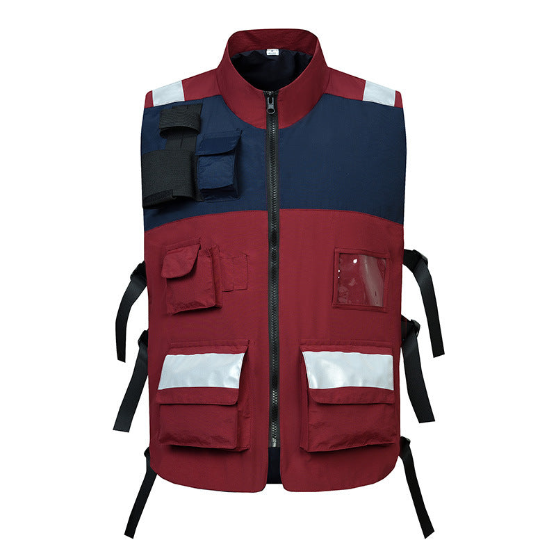 Unisex Multifunktionale Utility-Weste mit Reflektorstreifen ID‑Fenster und verstellbaren Seitengurten – Marzano