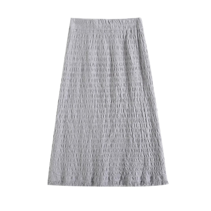 Damen Langer Strickrock mit fransigem Saum und strukturiertem Design – Rosévia