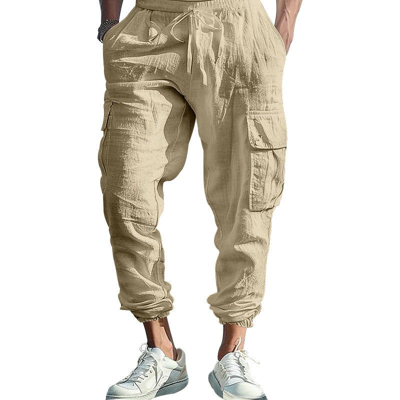 Herren luftige Cargo-Hose mit elastischem Bund und seitlichen Taschen Echoarchiv
