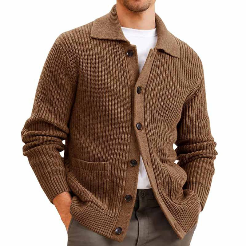 Herren Strickjacke mit großflächiger Rippstruktur und praktischen Taschen Echoarchiv