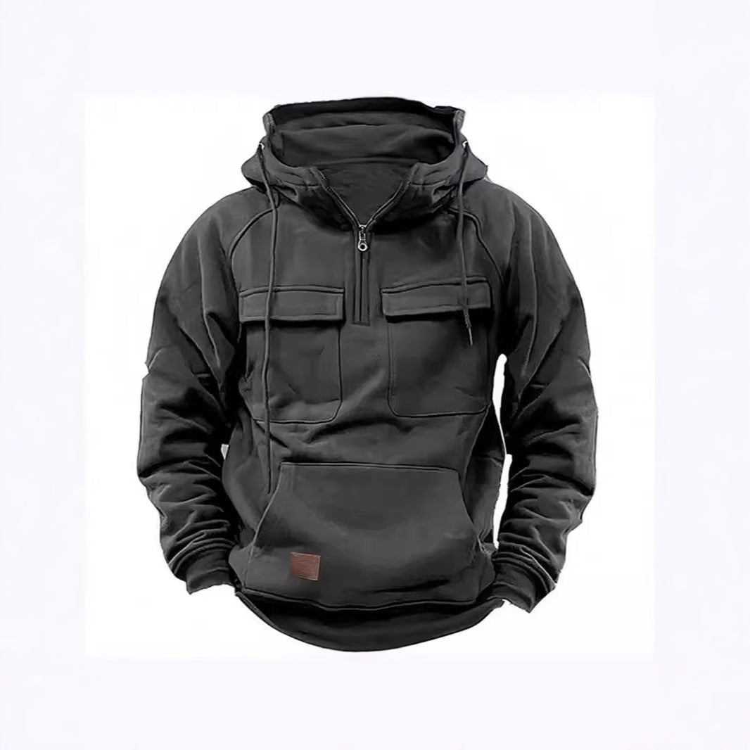 Herren funktionaler Kapuzenpullover mit doppelt aufgesetzten Taschen Echoarchiv