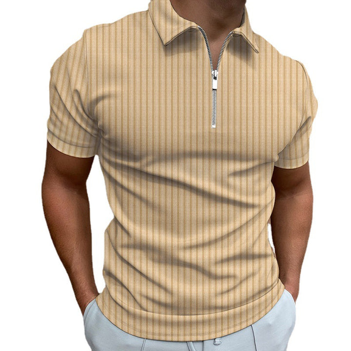 Herren Poloshirt mit modernem Reißverschluss und einzigartigem Streifenmuster Echoarchiv
