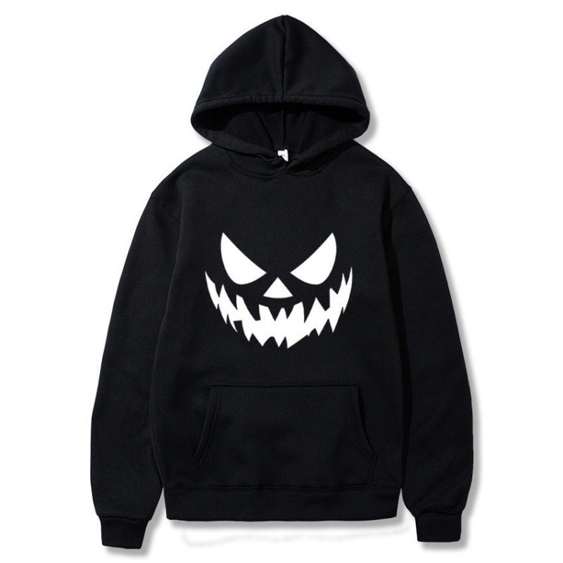 Unisex nan Kapuzenpullover mit gruseligem Kürbisgesicht-Print und Oversize Kängurutasche Echo Archiv