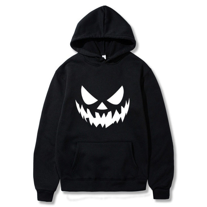 Unisex nan Kapuzenpullover mit gruseligem Kürbisgesicht-Print und Oversize Kängurutasche Echo Archiv