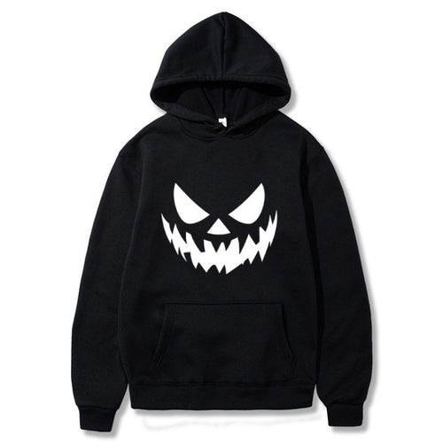 Unisex nan Kapuzenpullover mit gruseligem Kürbisgesicht-Print und Oversize Kängurutasche Echo Archiv