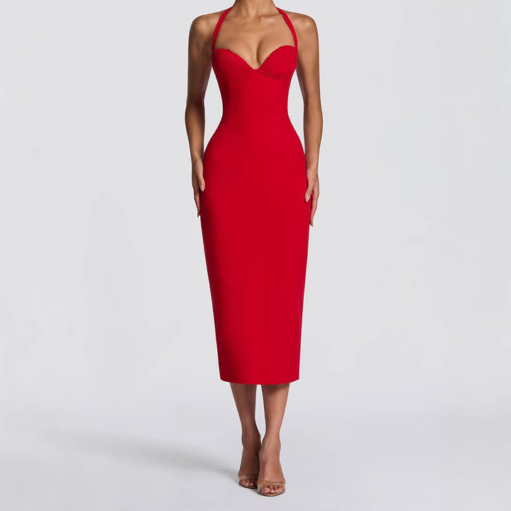 Damen Elegantes Bodycon-Kleid mit Halterdesign Echo Archiv