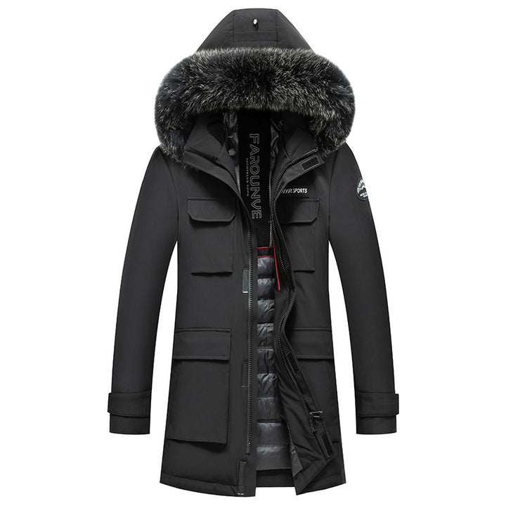 Herren Langer Winterparka mit abnehmbarer Kapuze und Kunstfellbesatz, Thermogefüttert Echo Archiv