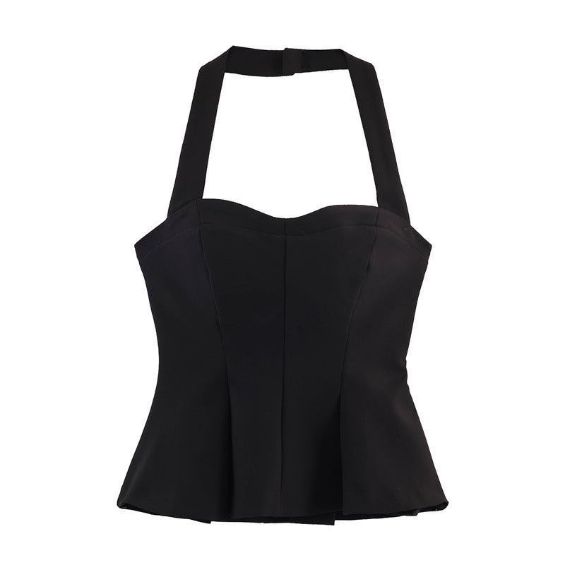 Damen Chic Haltertop mit tailliertem Schnitt und raffinierter Rüsche Echo Archiv