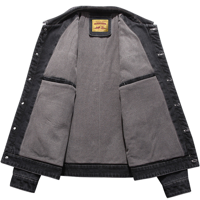 Herren gewaschene Denimjacke im Vintage-Look mit aufgesetzten Pattentaschen Echoarchiv